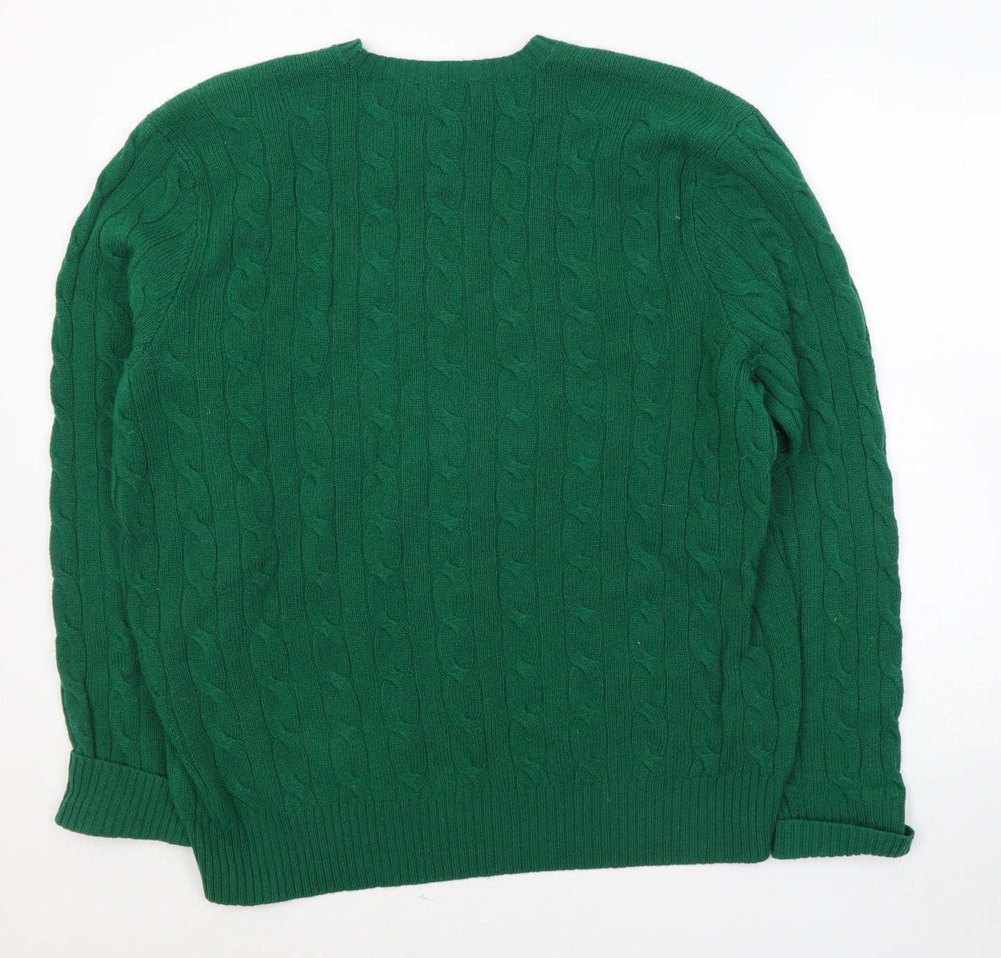 Polo Ralph Lauren Mens Green Round Neck  Wool Pullover Jumper Size XL