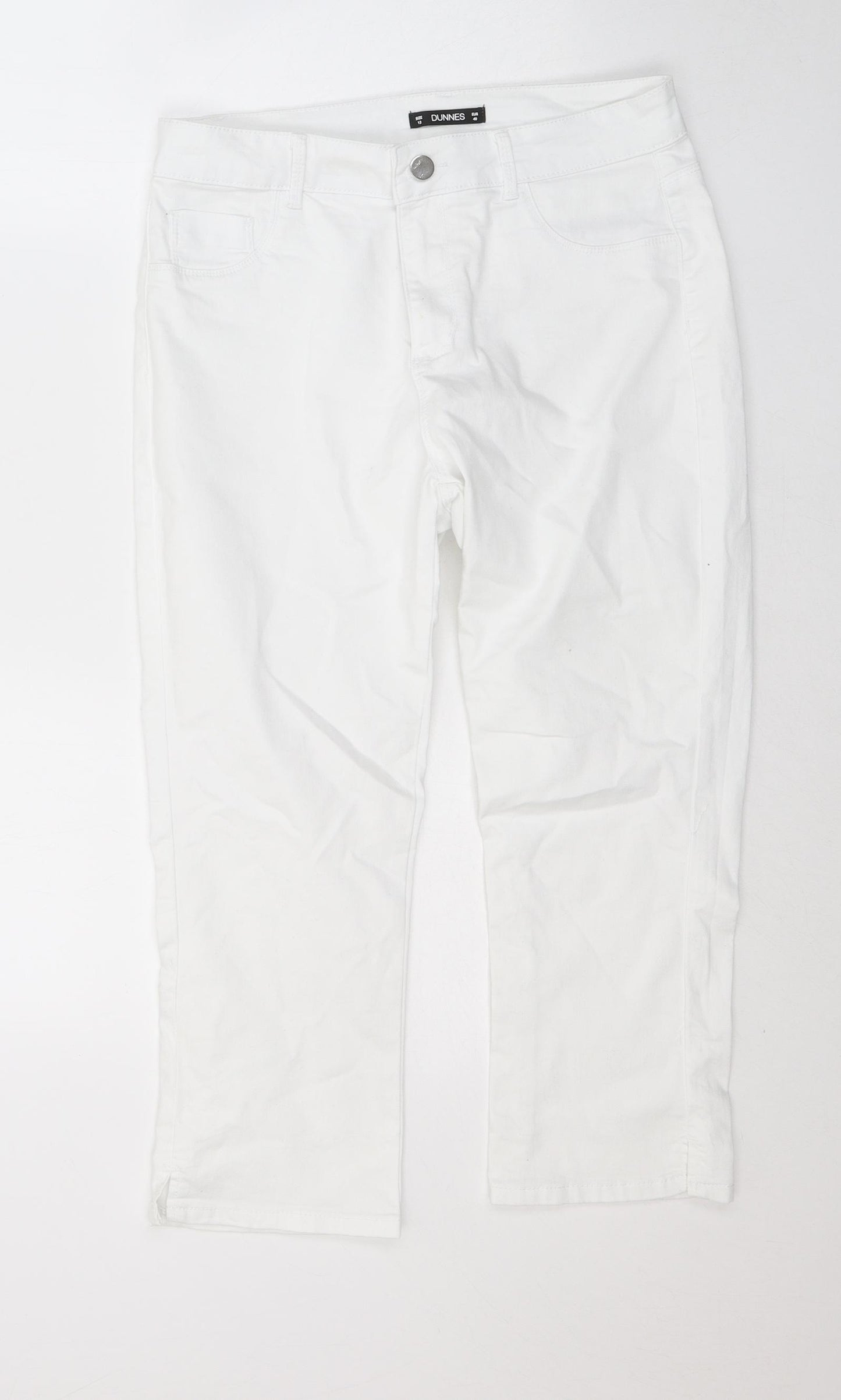 Dunnes Stores Womens White  Cotton Cropped Jeans Size 12 L21 in Regular Button
