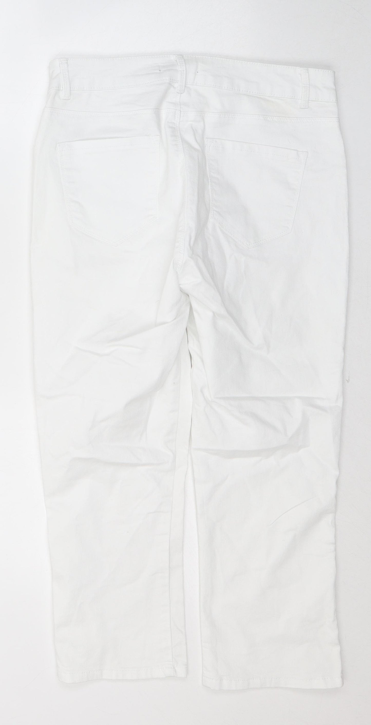 Dunnes Stores Womens White  Cotton Cropped Jeans Size 12 L21 in Regular Button