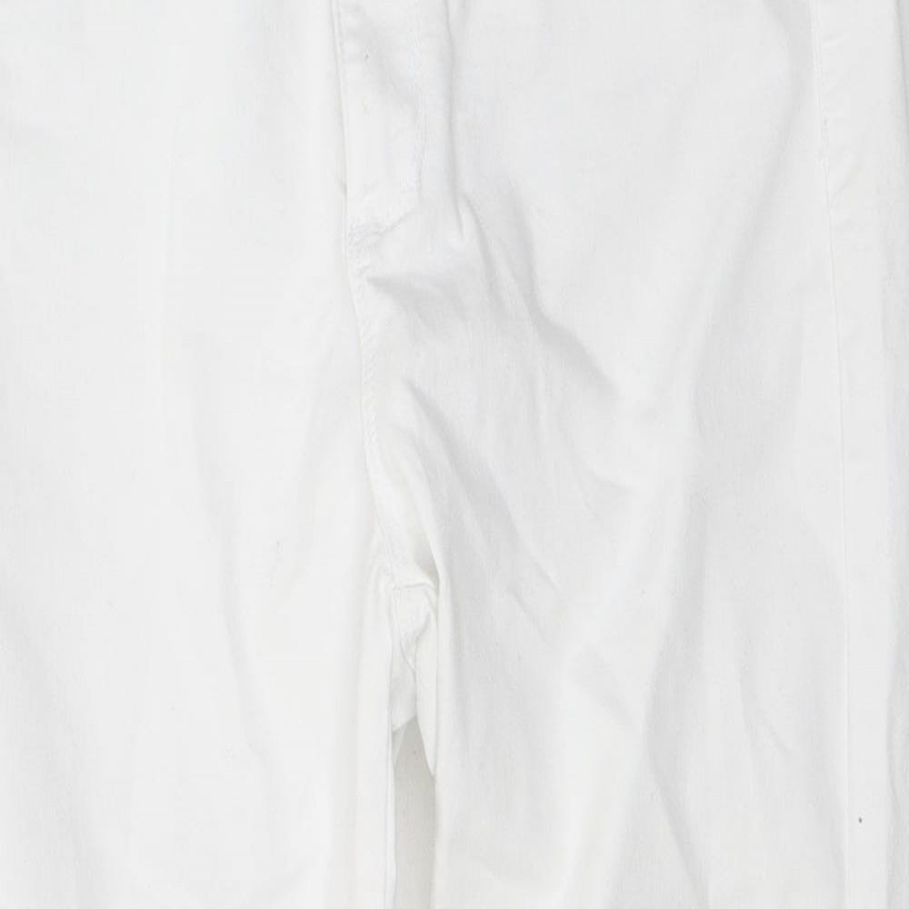 Dunnes Stores Womens White  Cotton Cropped Jeans Size 12 L21 in Regular Button
