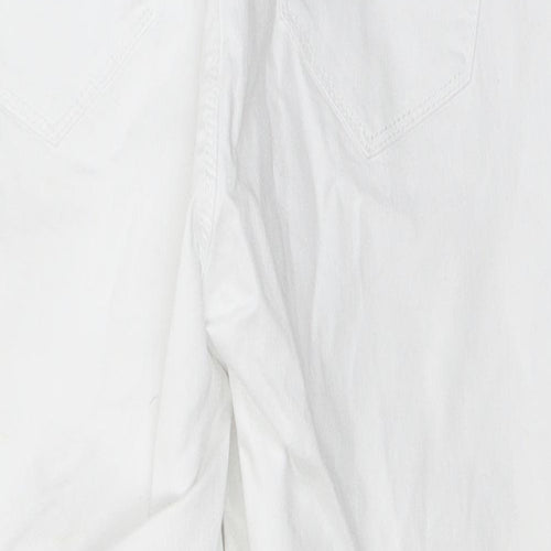 Dunnes Stores Womens White  Cotton Cropped Jeans Size 12 L21 in Regular Button