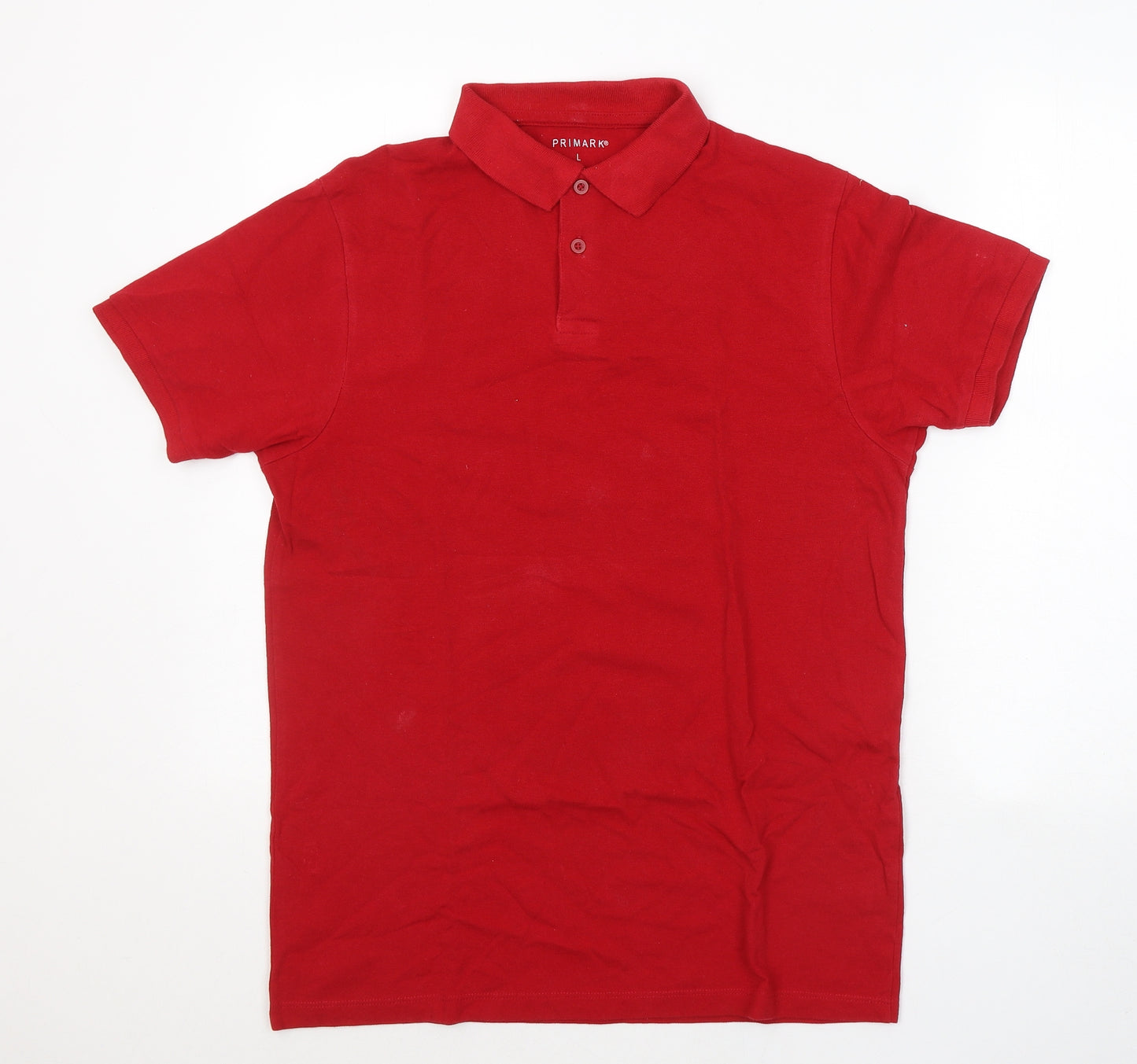 Primark Mens Red  Cotton  Polo Size L Collared Pullover