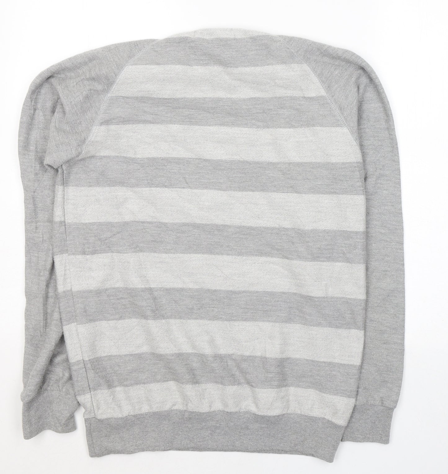 Pull&Bear Womens Grey Striped Cotton Pullover Sweatshirt Size L  Pullover