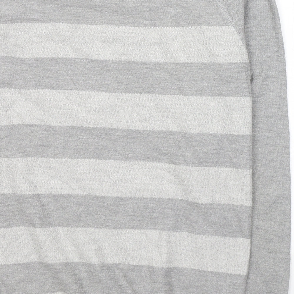Pull&Bear Womens Grey Striped Cotton Pullover Sweatshirt Size L  Pullover