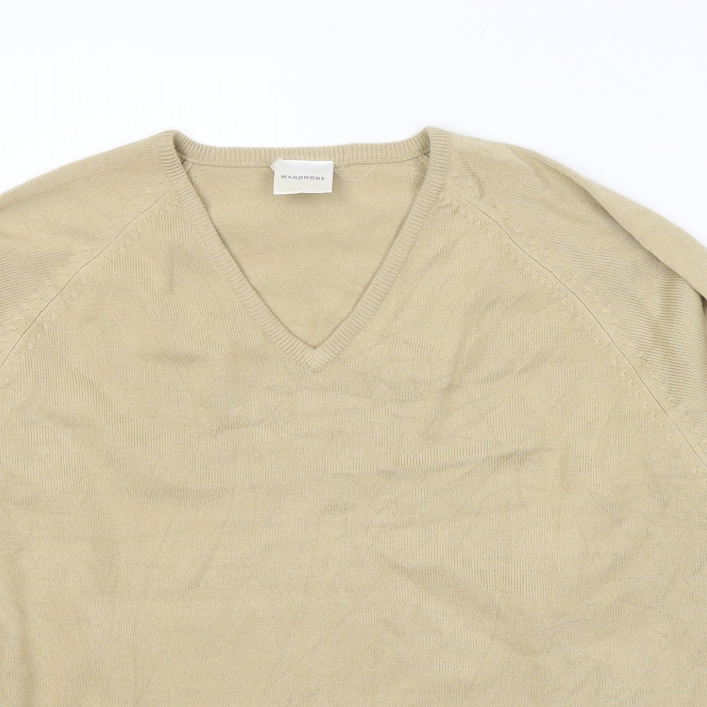 Wardrobe Womens Beige V-Neck  Acrylic Pullover Jumper Size 16
