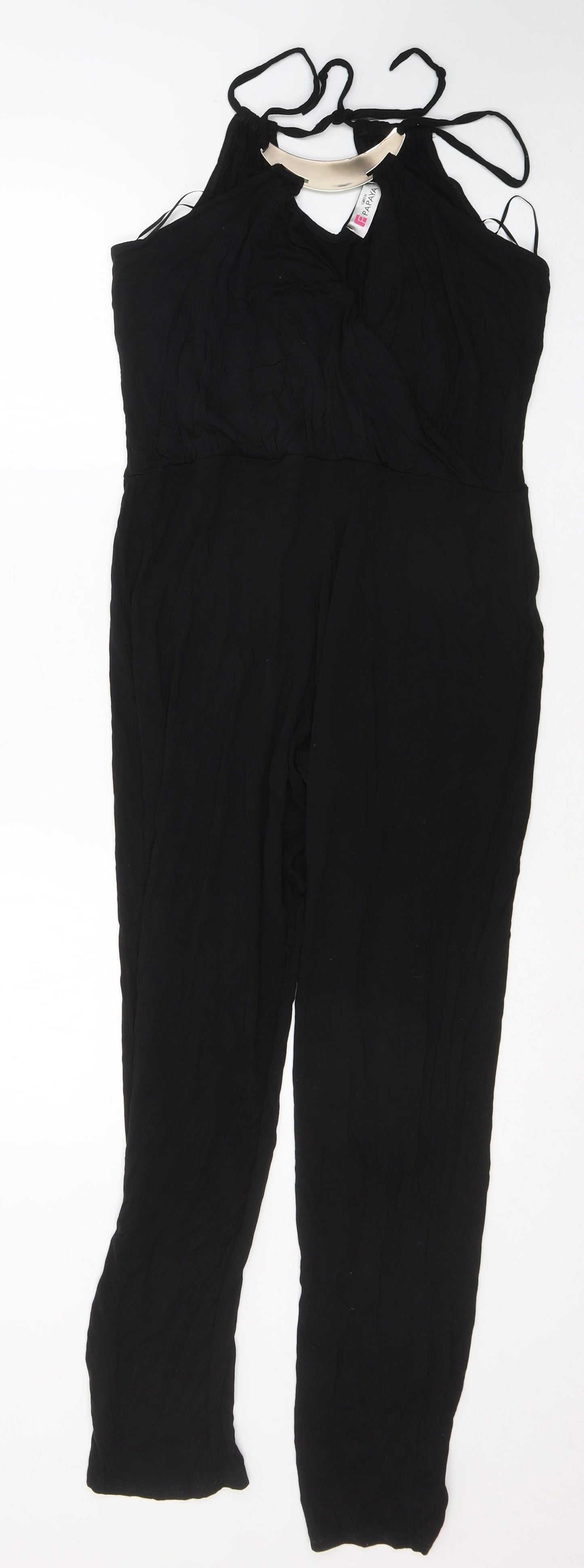 Papaya Womens Black  Viscose Jumpsuit One-Piece Size S L29 in Pullover