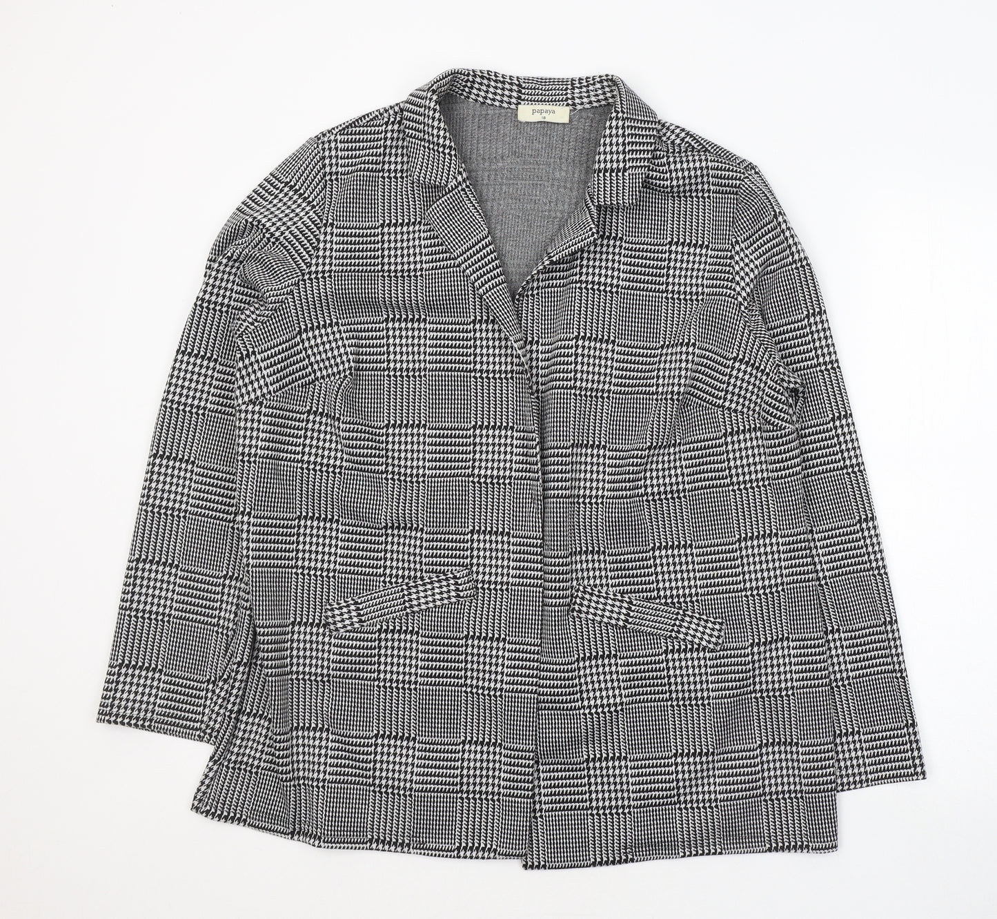 Papaya Womens Black Geometric  Jacket Blazer Size 12