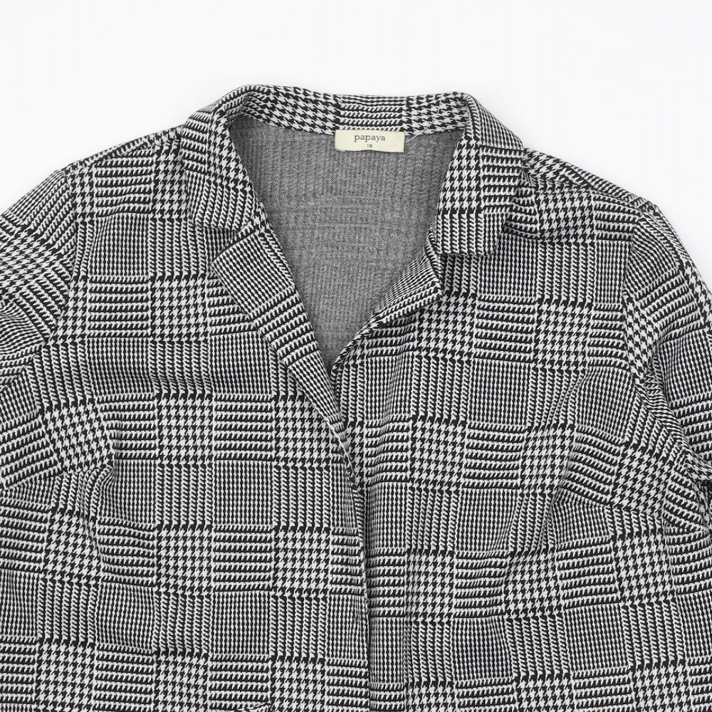 Papaya Womens Black Geometric  Jacket Blazer Size 12