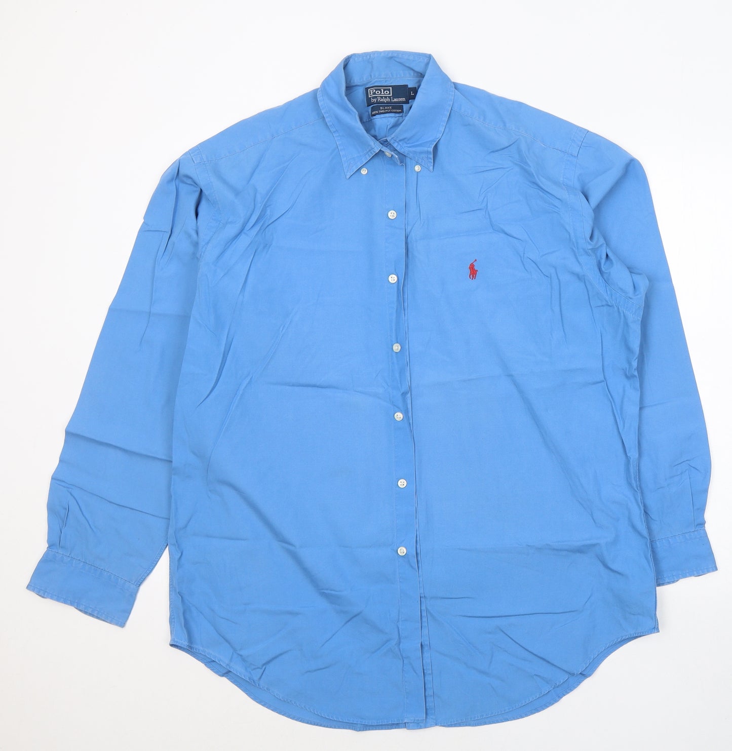 Polo Ralph Lauren Mens Blue  Cotton  Button-Up Size L Collared Button