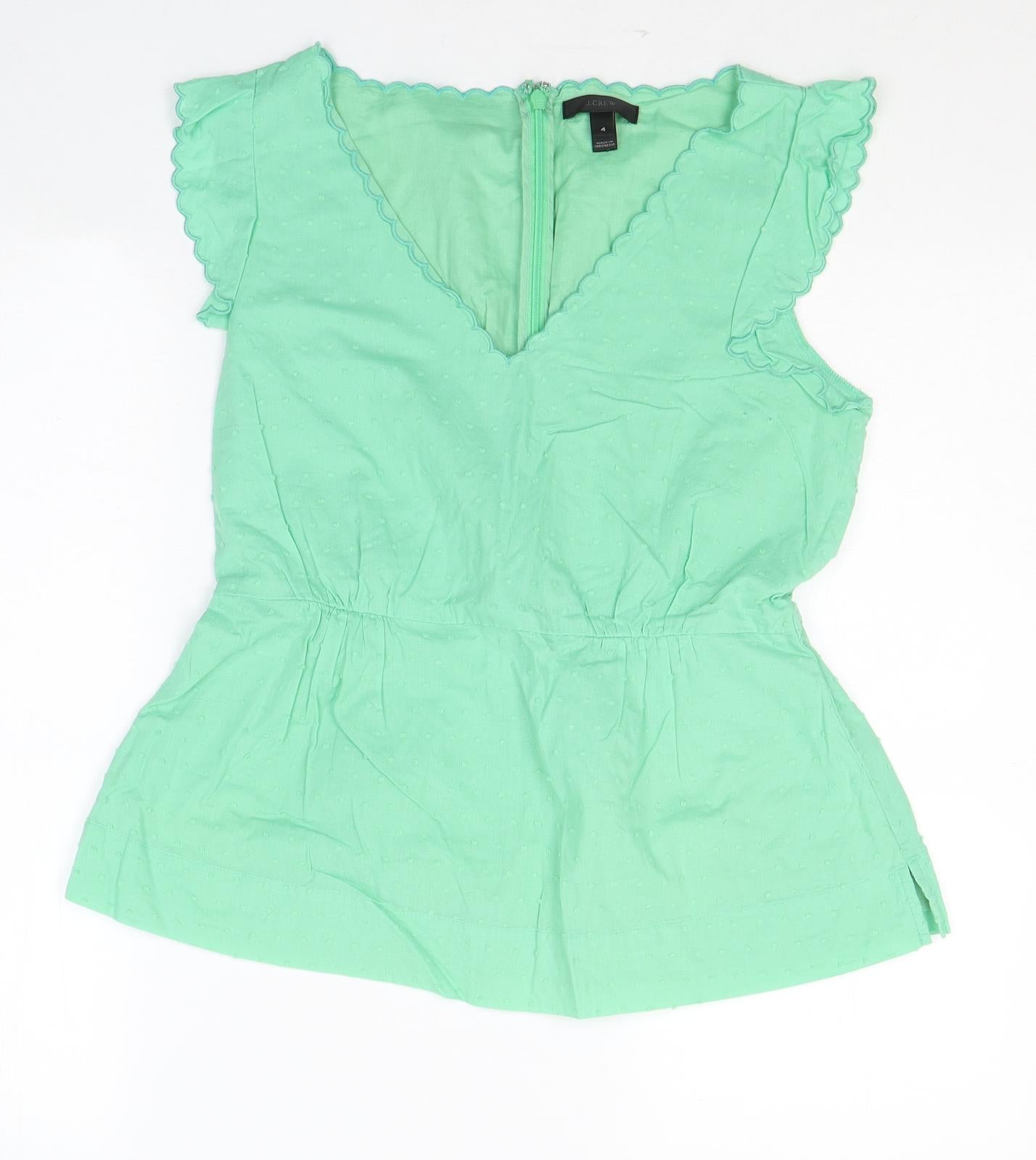 J.CREW Womens Green  Cotton Basic T-Shirt Size M Round Neck