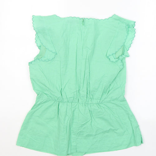 J.CREW Womens Green  Cotton Basic T-Shirt Size M Round Neck