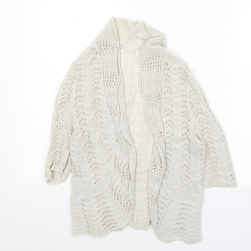 LOFT Womens Beige V-Neck  Cotton Cardigan Jumper Size S
