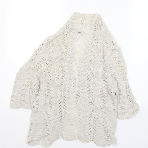 LOFT Womens Beige V-Neck  Cotton Cardigan Jumper Size S