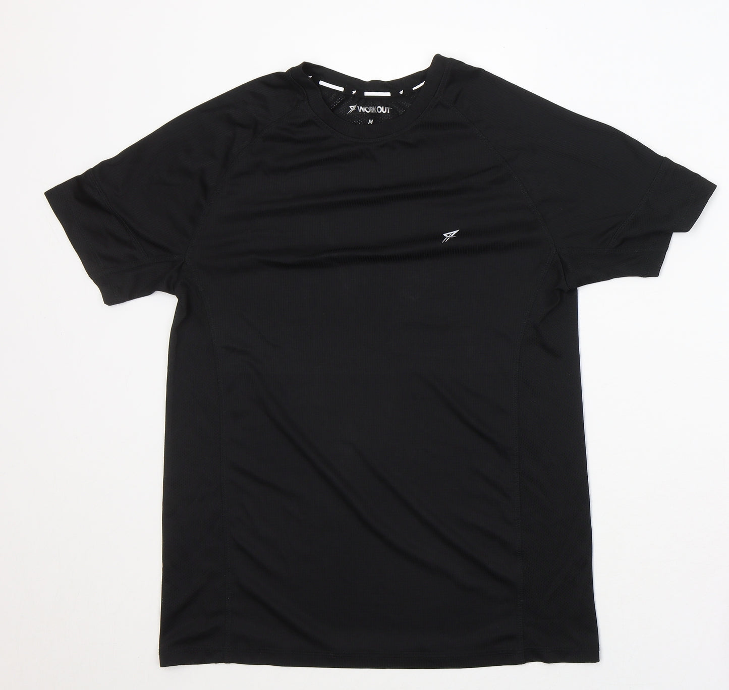 WORKOUT Womens Black  Polyester Basic T-Shirt  Round Neck Pullover