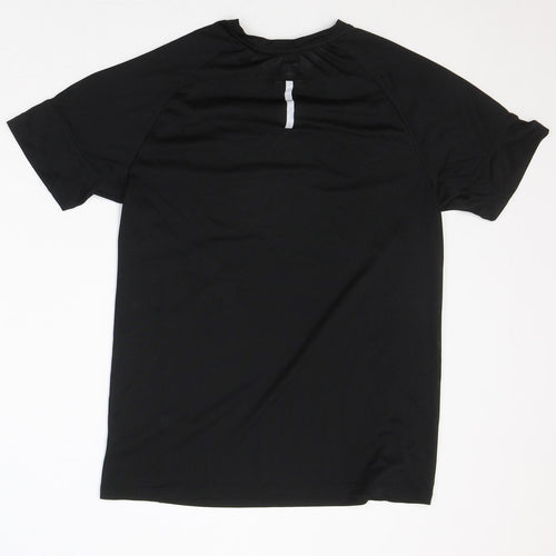 WORKOUT Womens Black  Polyester Basic T-Shirt  Round Neck Pullover