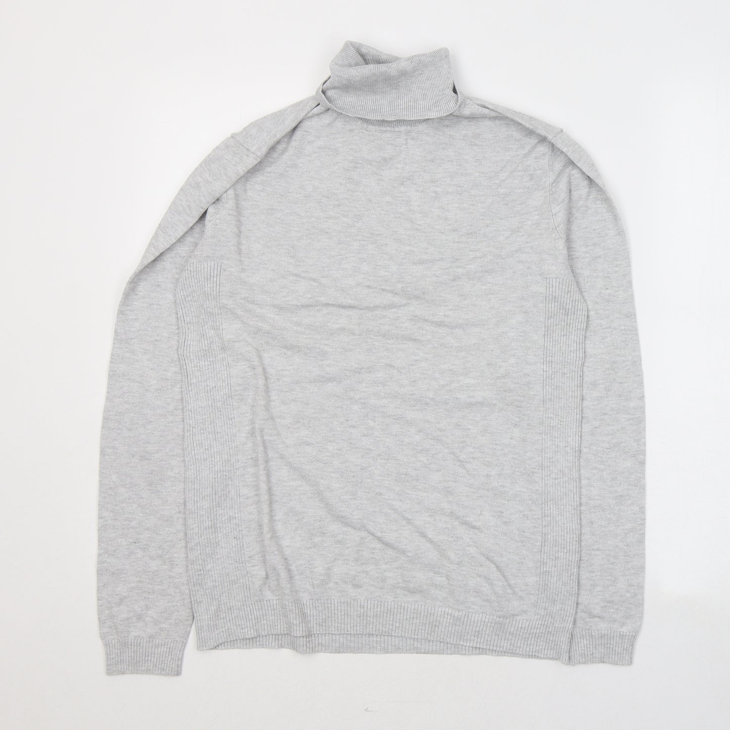 River Island Mens Grey Roll Neck  Acrylic Pullover Jumper Size S