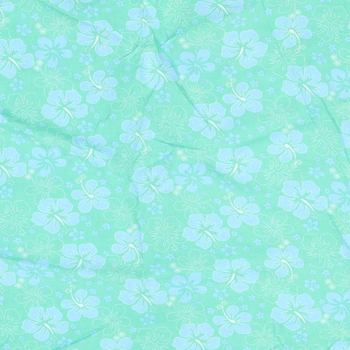 Primark Womens Green Floral Viscose Basic Button-Up Size 12 Collared
