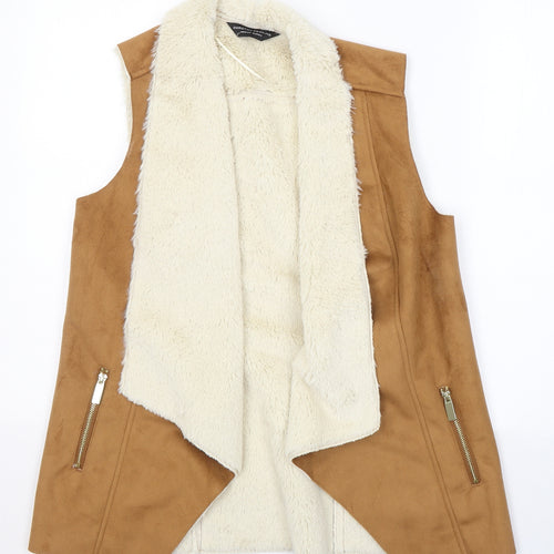 Dorothy Perkins Womens Brown   Gilet Coat Size M