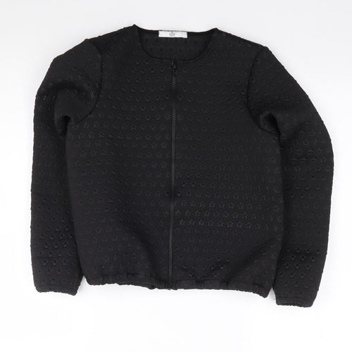 Marks and Spencer Girls Black Geometric Polyester Full Zip Sweatshirt Size 12-13 Years  Zip - Star