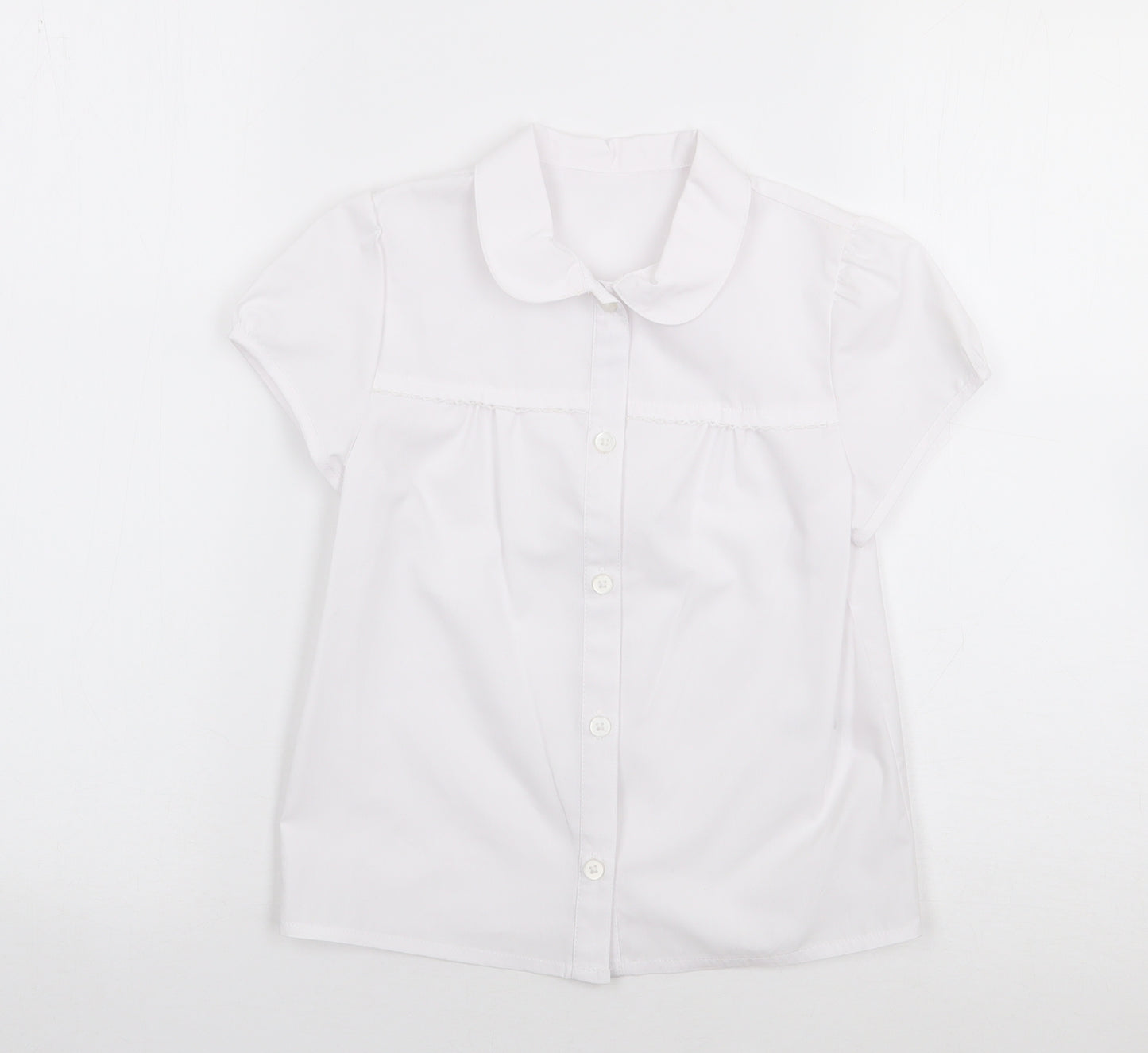George Girls Ivory  Polyester Jersey Button-Up Size 6-7 Years Collared Button