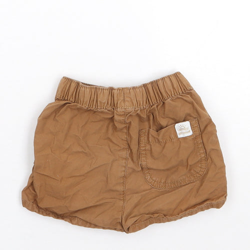 Tu  Boys Brown  100% Cotton Cropped Trousers Size 12-18 Months  Drawstring