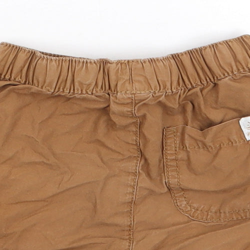 Tu  Boys Brown  100% Cotton Cropped Trousers Size 12-18 Months  Drawstring