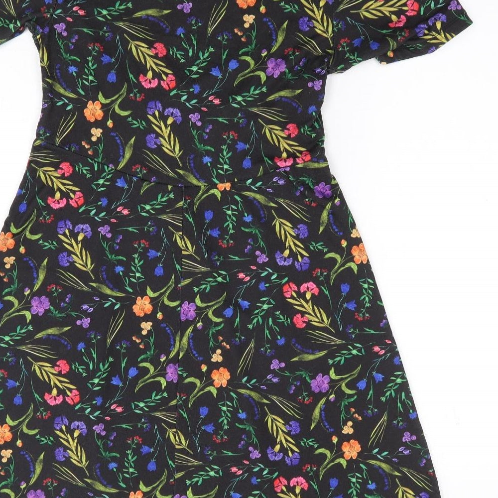 ASOS Womens Multicoloured Floral Polyester Skater Dress  Size 8  Crew Neck Pullover