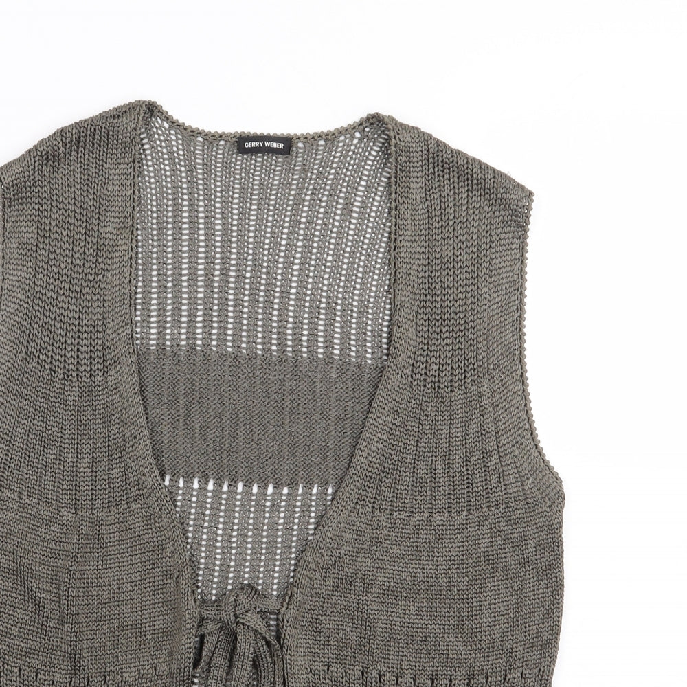 Gerry Weber Womens Green V-Neck  Viscose Cardigan Jumper Size 12
