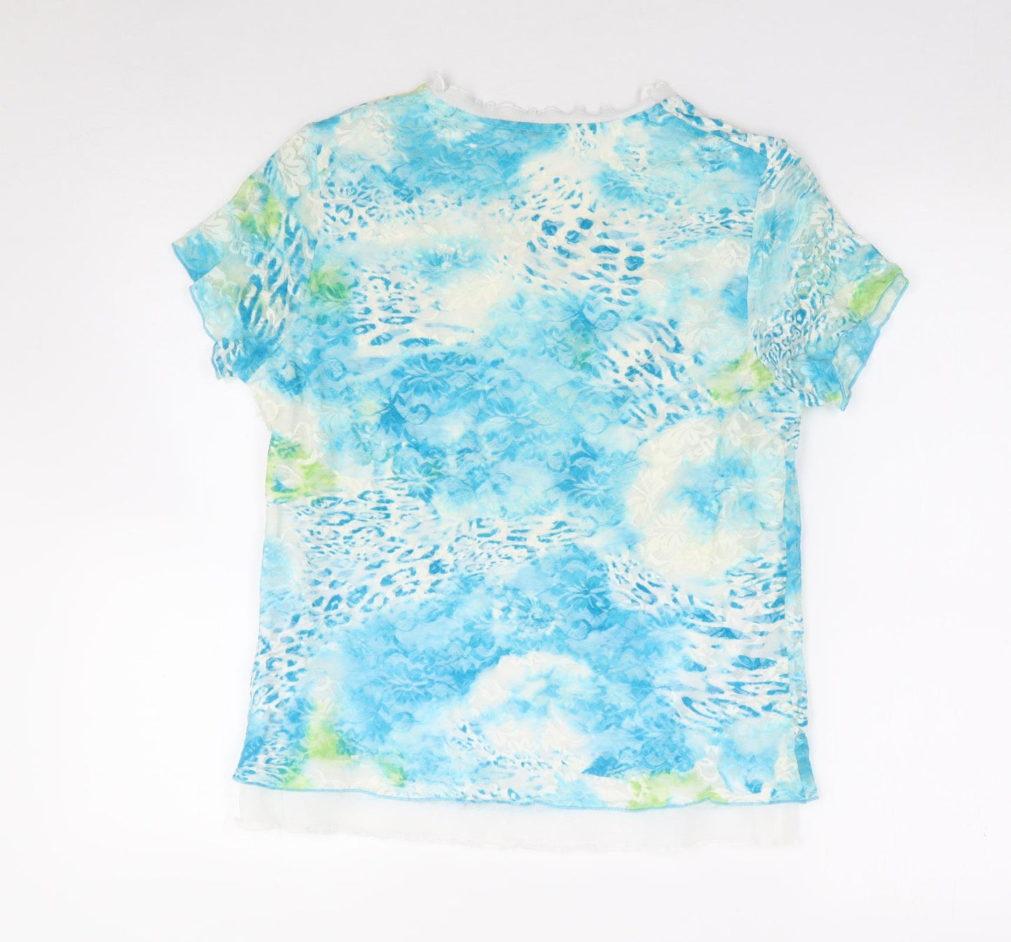 Avalon Collection Womens Multicoloured Floral Nylon Jersey T-Shirt Size 14 V-Neck