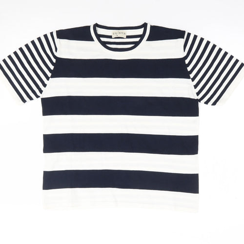 Via Appia Womens Multicoloured Striped Viscose Jersey T-Shirt Size 12 Crew Neck