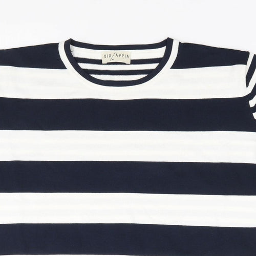 Via Appia Womens Multicoloured Striped Viscose Jersey T-Shirt Size 12 Crew Neck