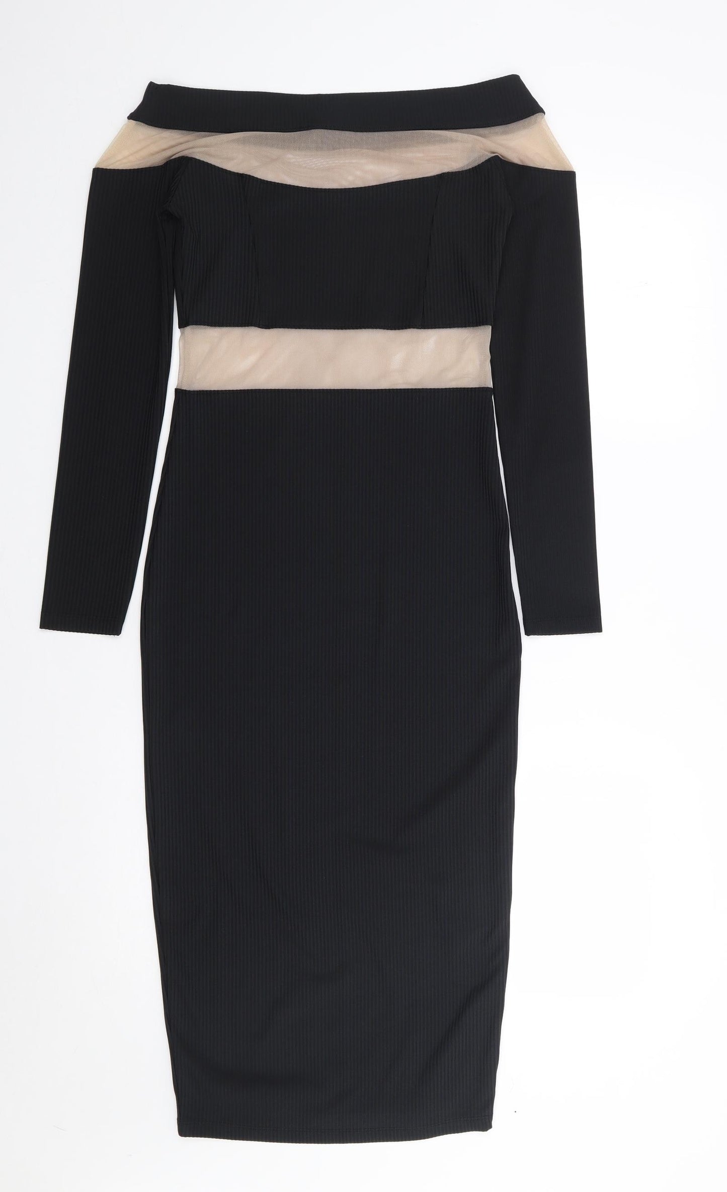 ASOS Womens Black  Polyester Bodycon  Size 6  Off the Shoulder Pullover