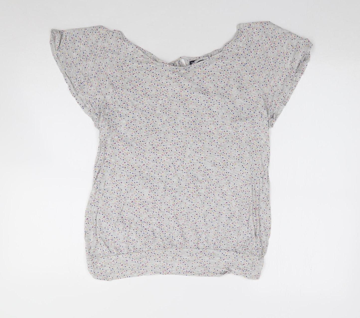 Gap  Womens Grey Geometric Polyester Jersey T-Shirt Size M Boat Neck