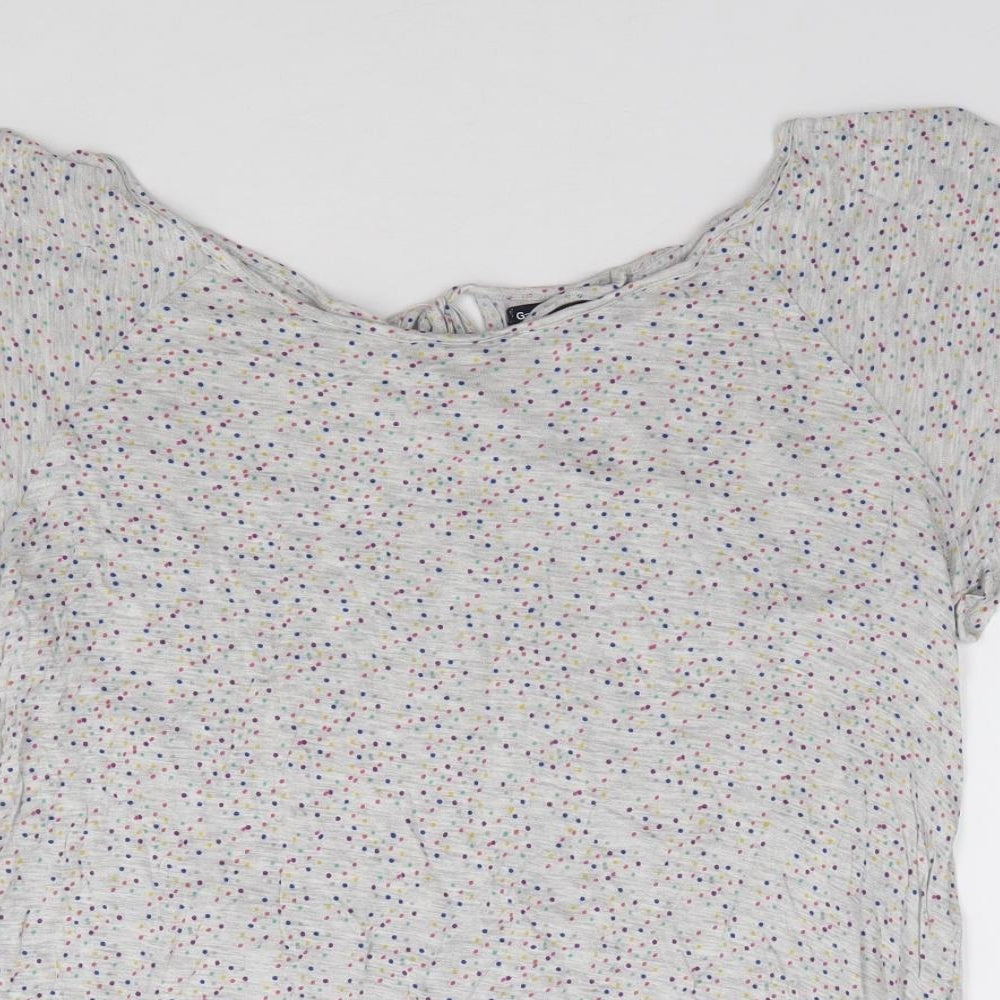 Gap  Womens Grey Geometric Polyester Jersey T-Shirt Size M Boat Neck