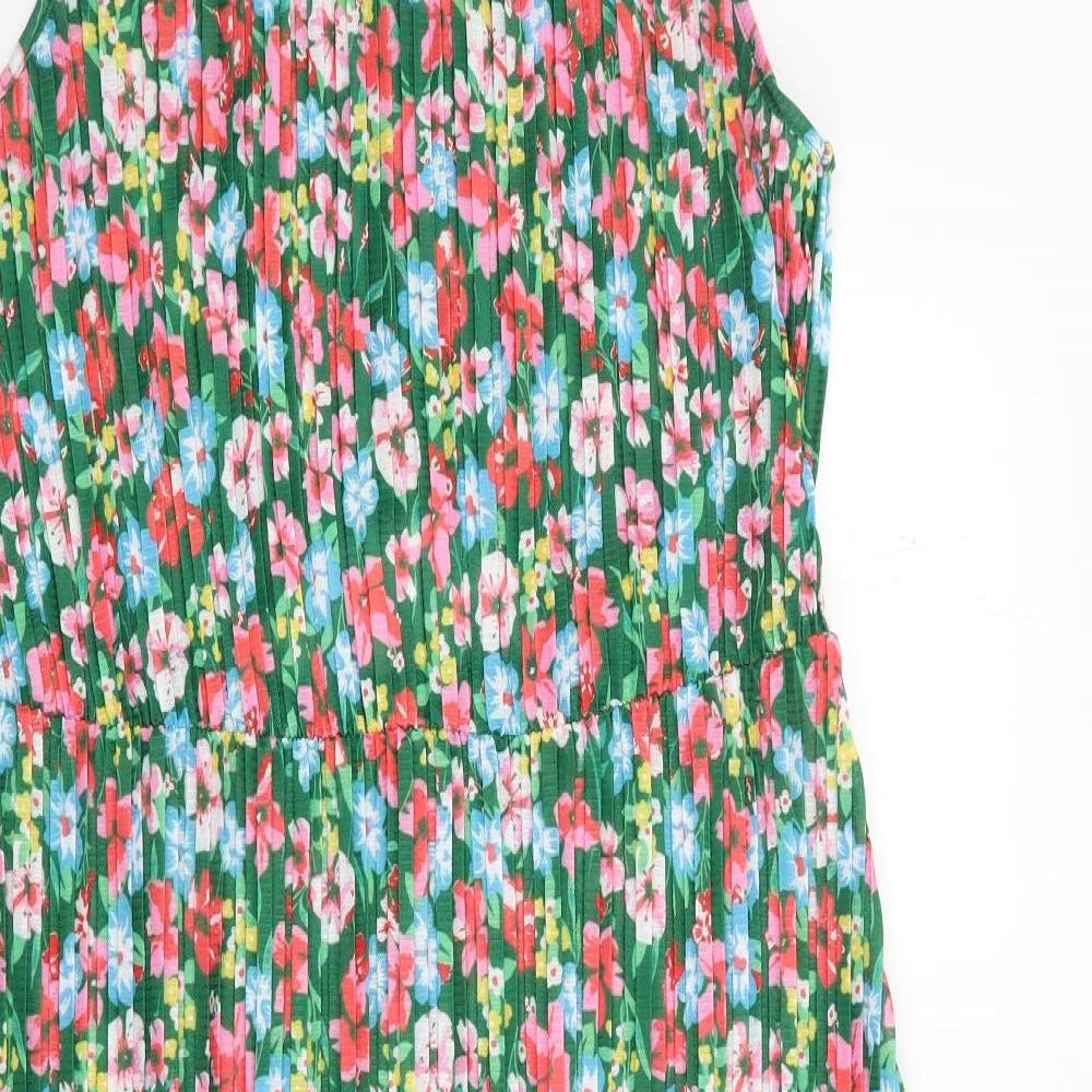 F&F Womens Multicoloured Floral Polyester Tank Dress  Size 14  Round Neck Pullover