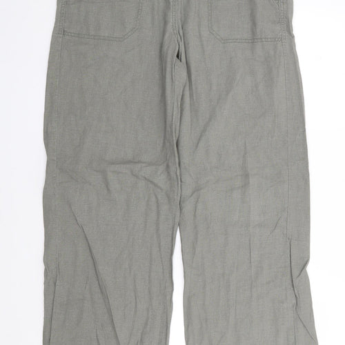 Peacocks Womens Green  Linen Trousers  Size 12 L30 in Regular Drawstring