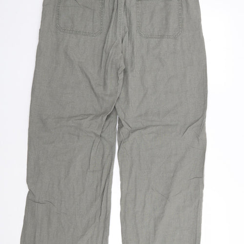 Peacocks Womens Green  Linen Trousers  Size 12 L30 in Regular Drawstring