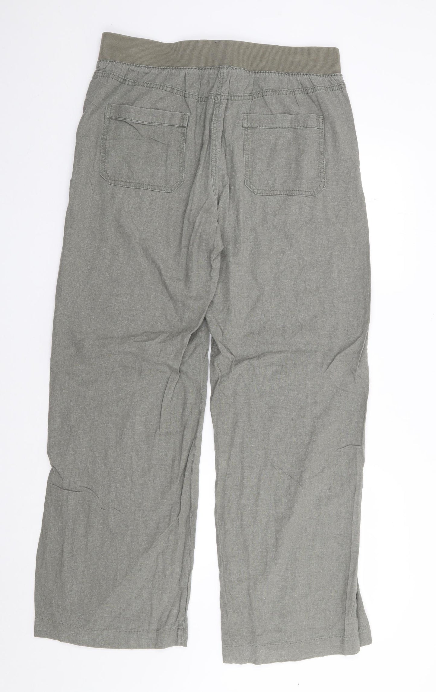 Peacocks Womens Green  Linen Trousers  Size 12 L30 in Regular Drawstring
