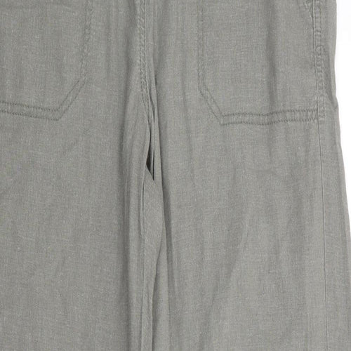 Peacocks Womens Green  Linen Trousers  Size 12 L30 in Regular Drawstring