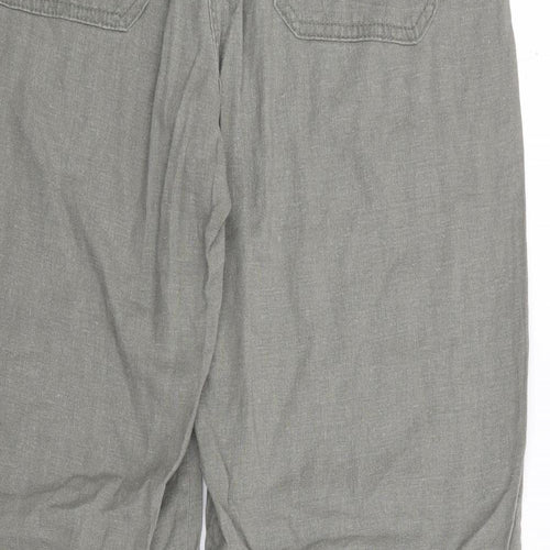 Peacocks Womens Green  Linen Trousers  Size 12 L30 in Regular Drawstring