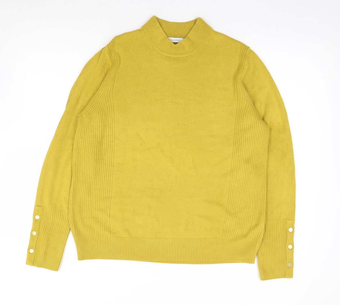 Marks and Spencer Womens Yellow Mock Neck  Acrylic Pullover Jumper Size 14