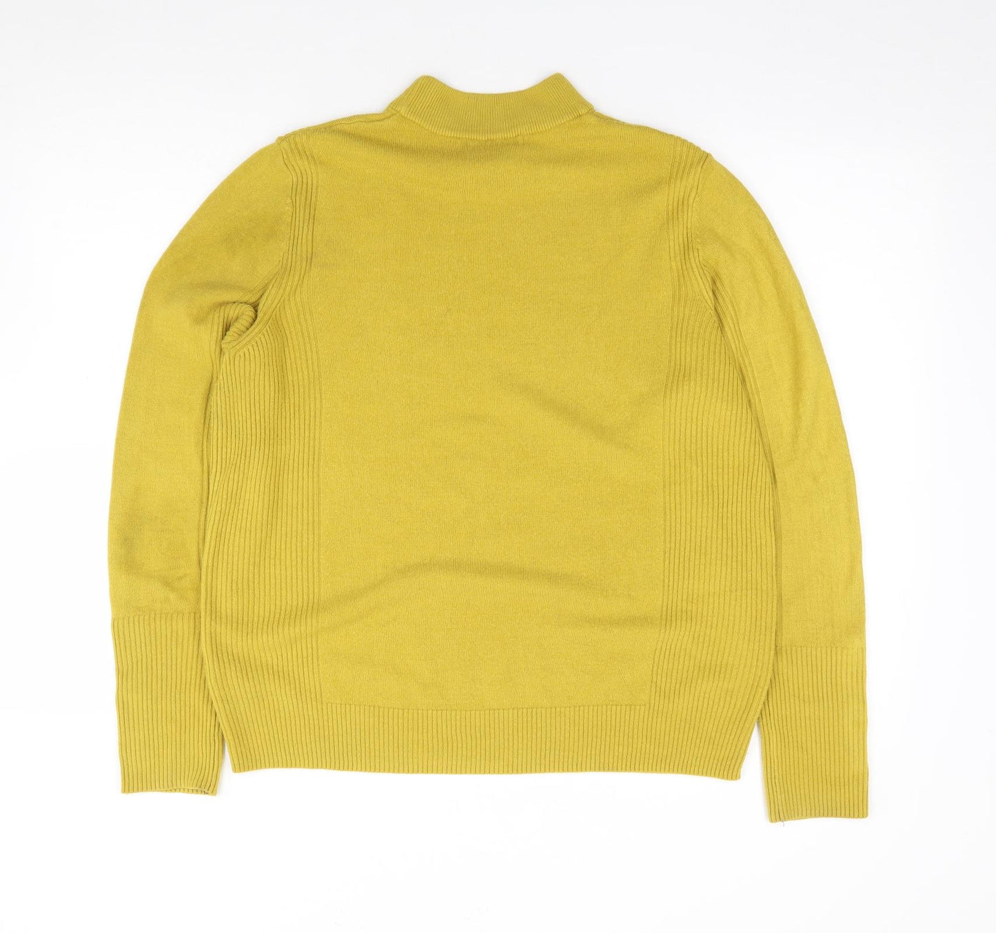 Marks and Spencer Womens Yellow Mock Neck  Acrylic Pullover Jumper Size 14