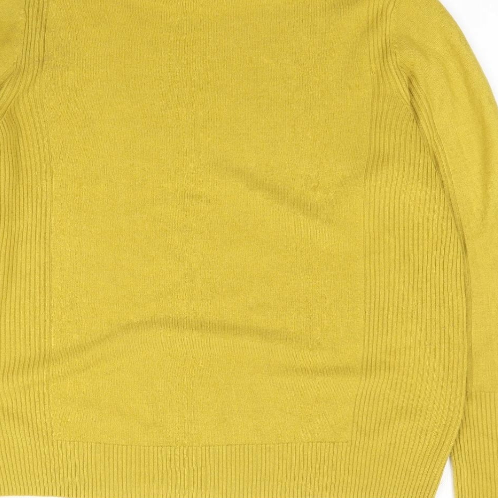 Marks and Spencer Womens Yellow Mock Neck  Acrylic Pullover Jumper Size 14