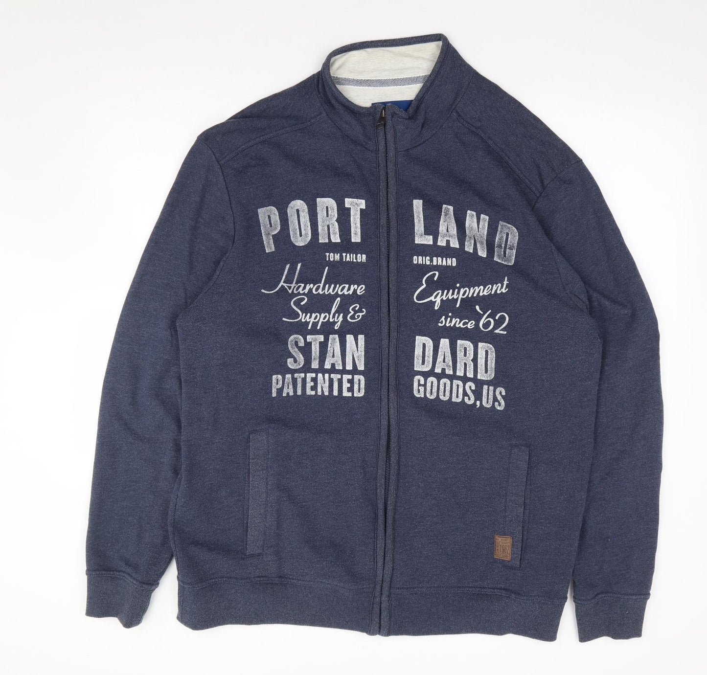 Tom Taylor Mens Blue  Cotton Full Zip Sweatshirt Size 2XL