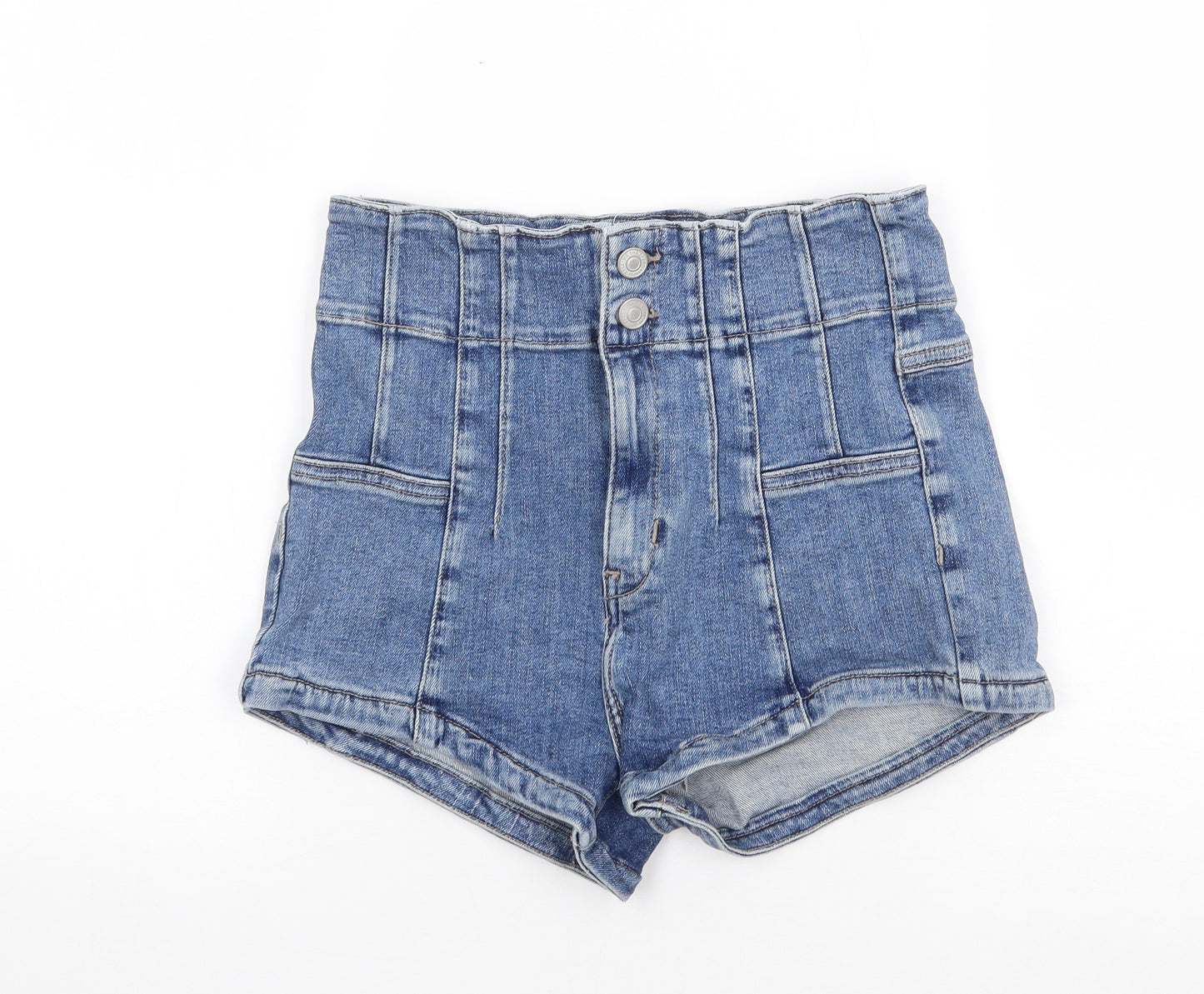 We The Free Womens Blue  Cotton Hot Pants Shorts Size 28  Regular Zip