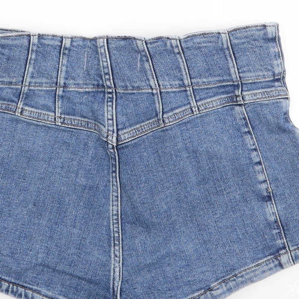 We The Free Womens Blue  Cotton Hot Pants Shorts Size 28  Regular Zip