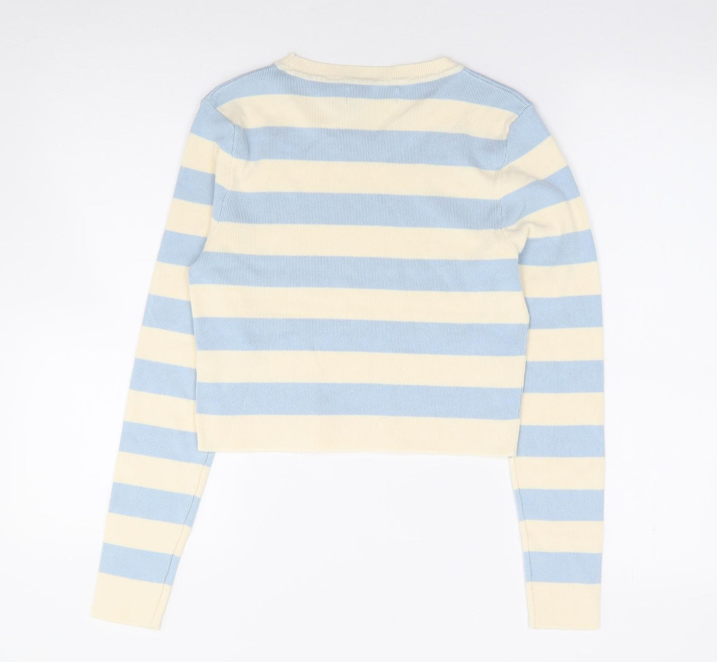 Primark Womens Multicoloured Crew Neck Striped Viscose Pullover Jumper Size M