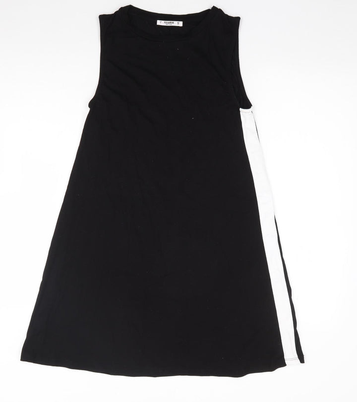 Pull & Bear Womens Black Viscose Tank Dress Size S Crew Neck Pullover