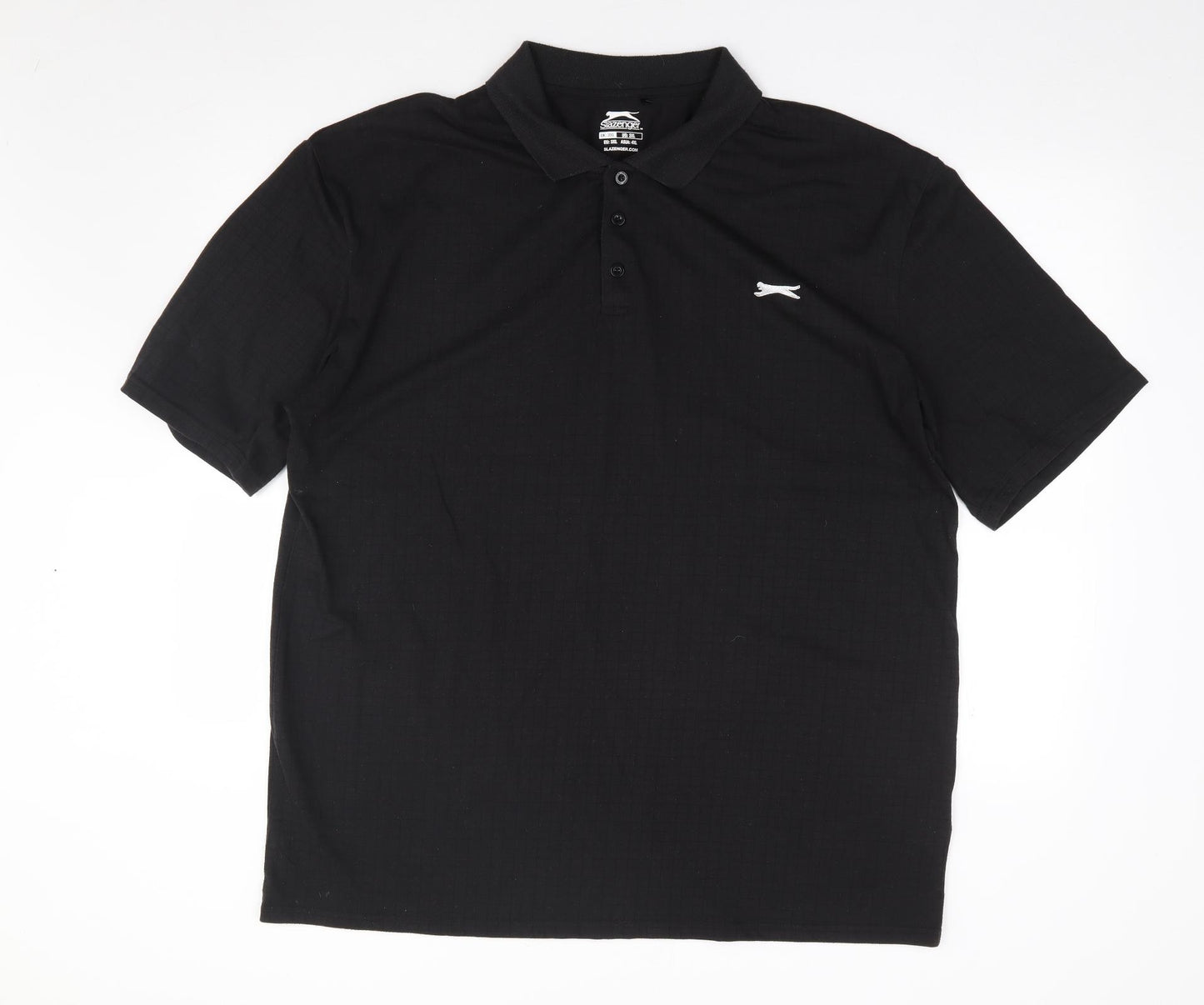 Slazenger Mens Black Check Polyester  Polo Size 3XL Collared Pullover