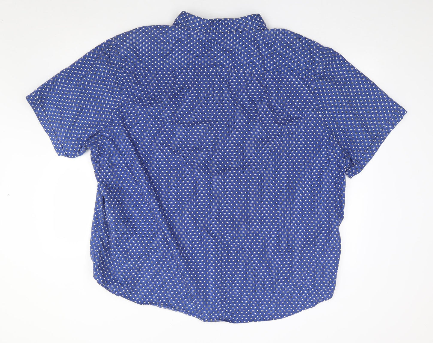 Debenhams Mens Blue Geometric Cotton  Button-Up Size 3XL Collared Button